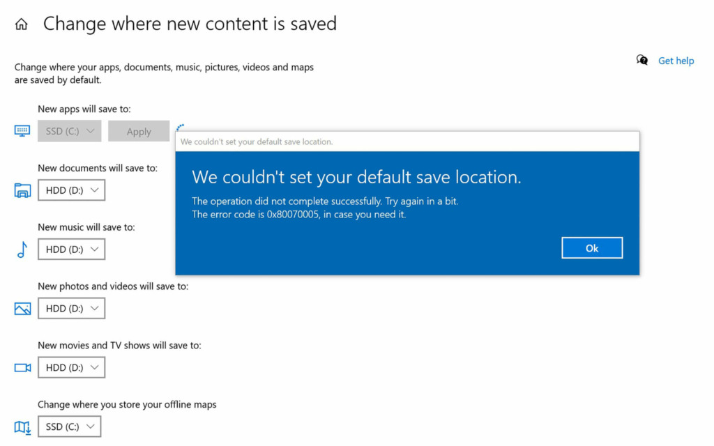 Cách Khắc Phục Lỗi “We Couldn'T Set Your Default Save Location” Trên Windows 11:10