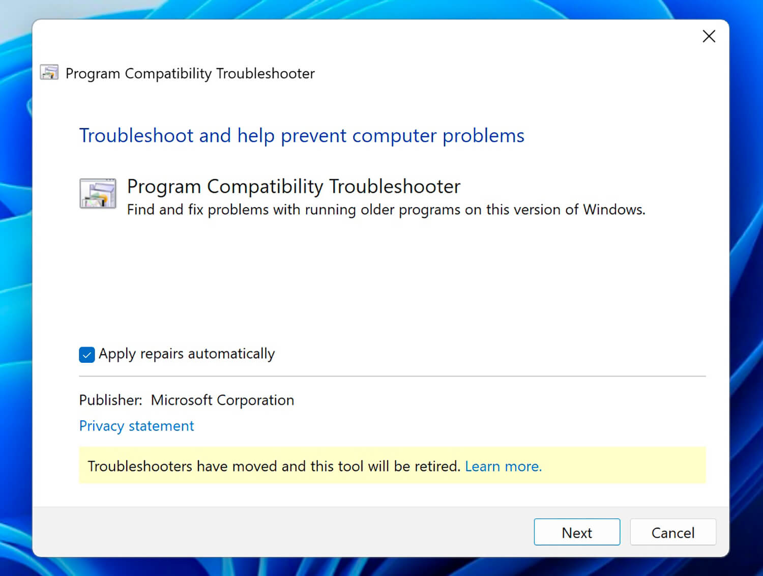 Sua Loi Microsoft .Net Framework Tren Windows Features 03 Chạy Program Compatibility Troubleshooter Và Tự Động Áp Dụng Sửa Chữa.