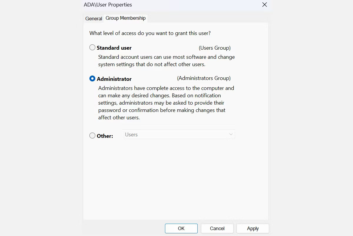Sua Loi Access Denied Khi Truy Cap File Folder Tren Windows Features 04 Tab Group Membership Để Chọn Tài Khoản Người Dùng Hoặc Admin Tiêu Chuẩn