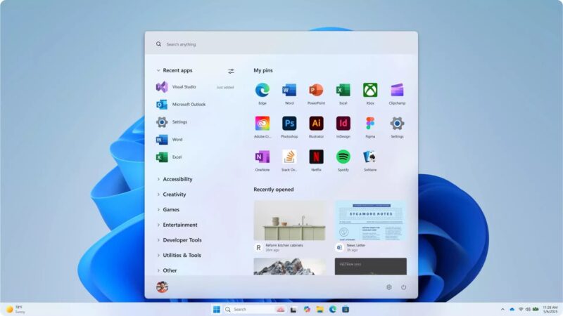 Microsoft He Lo Thiet Ke Start Menu Moi Tren Windows 11 2025 01 Microsoft Hé Lộ Thiết Kế Start Menu Mới Trên Windows 11 2025 – Thân Thiện Hơn, Hiệu Quả Hơn