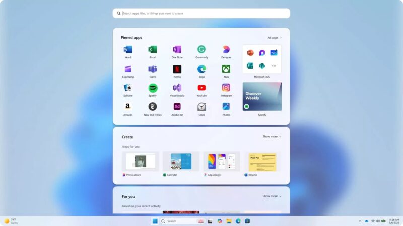 Microsoft He Lo Thiet Ke Start Menu Moi Tren Windows 11 2025 03 Microsoft Hé Lộ Thiết Kế Start Menu Mới Trên Windows 11 2025 – Thân Thiện Hơn, Hiệu Quả Hơn