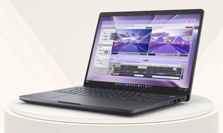 Dell Pro Max 16 Mc16250 Nhìn Tổng Thể Góc 3/4 Khi Mở Máy