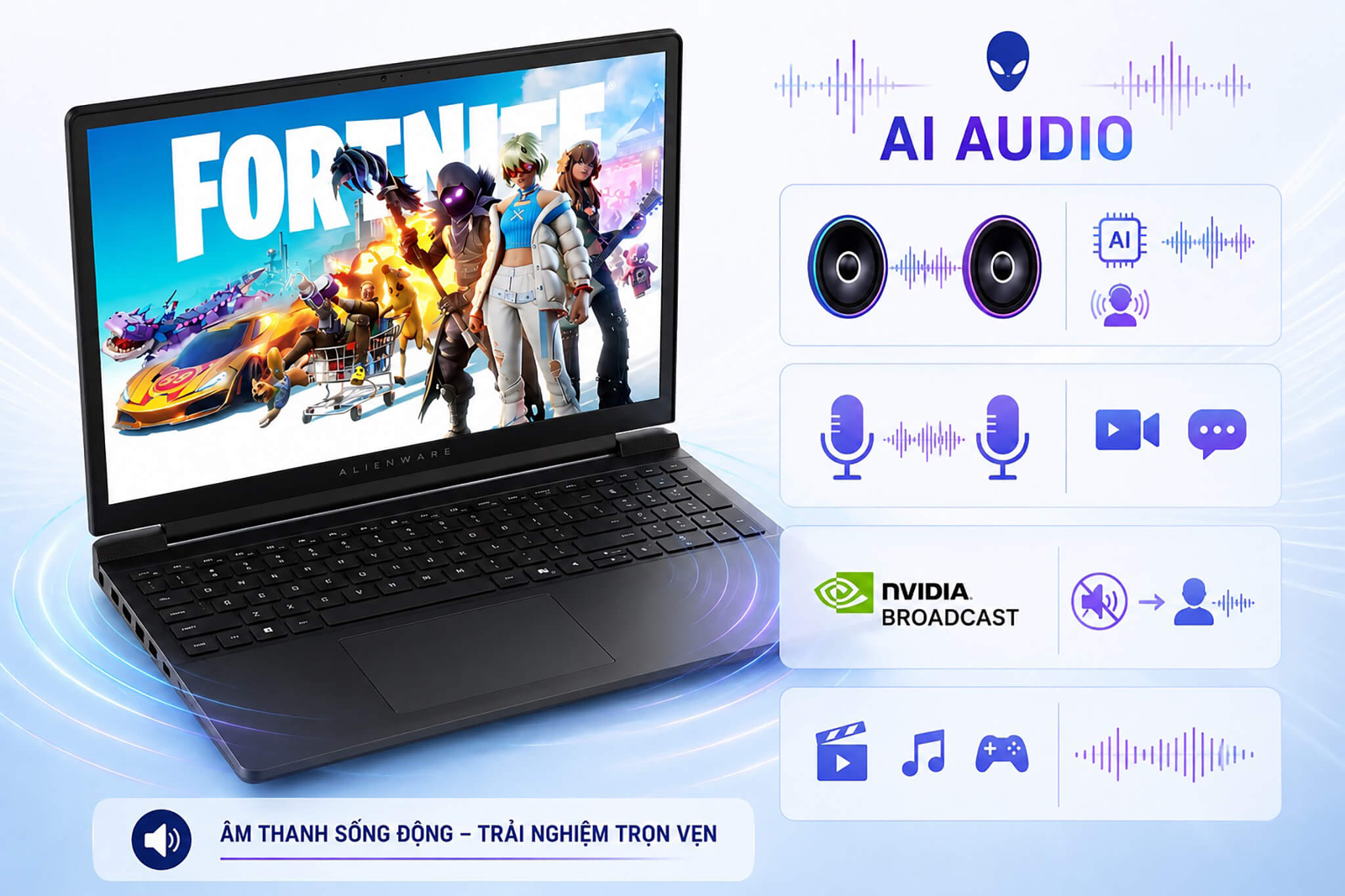 Alienware 15 Gaming Laptop 2026 Features 04 Alienware 15 Gaming Laptop (2026) - Hệ Thống Âm Thanh Tích Hợp Ai Audio