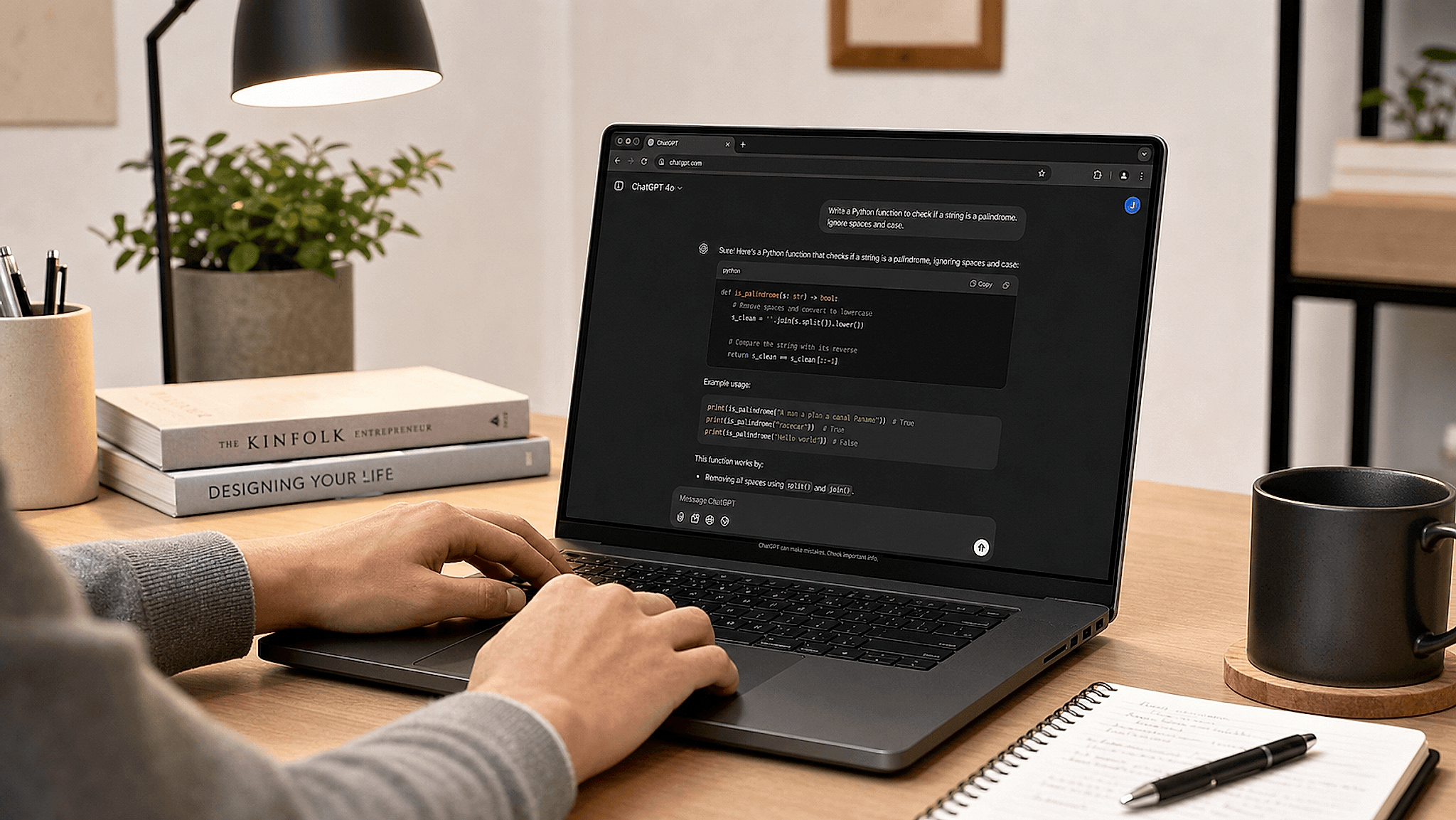 Người Dùng Gõ Phím Trên Laptop, Màn Hình Hiển Thị Giao Diện Chat Chatgpt Có Đoạn Code