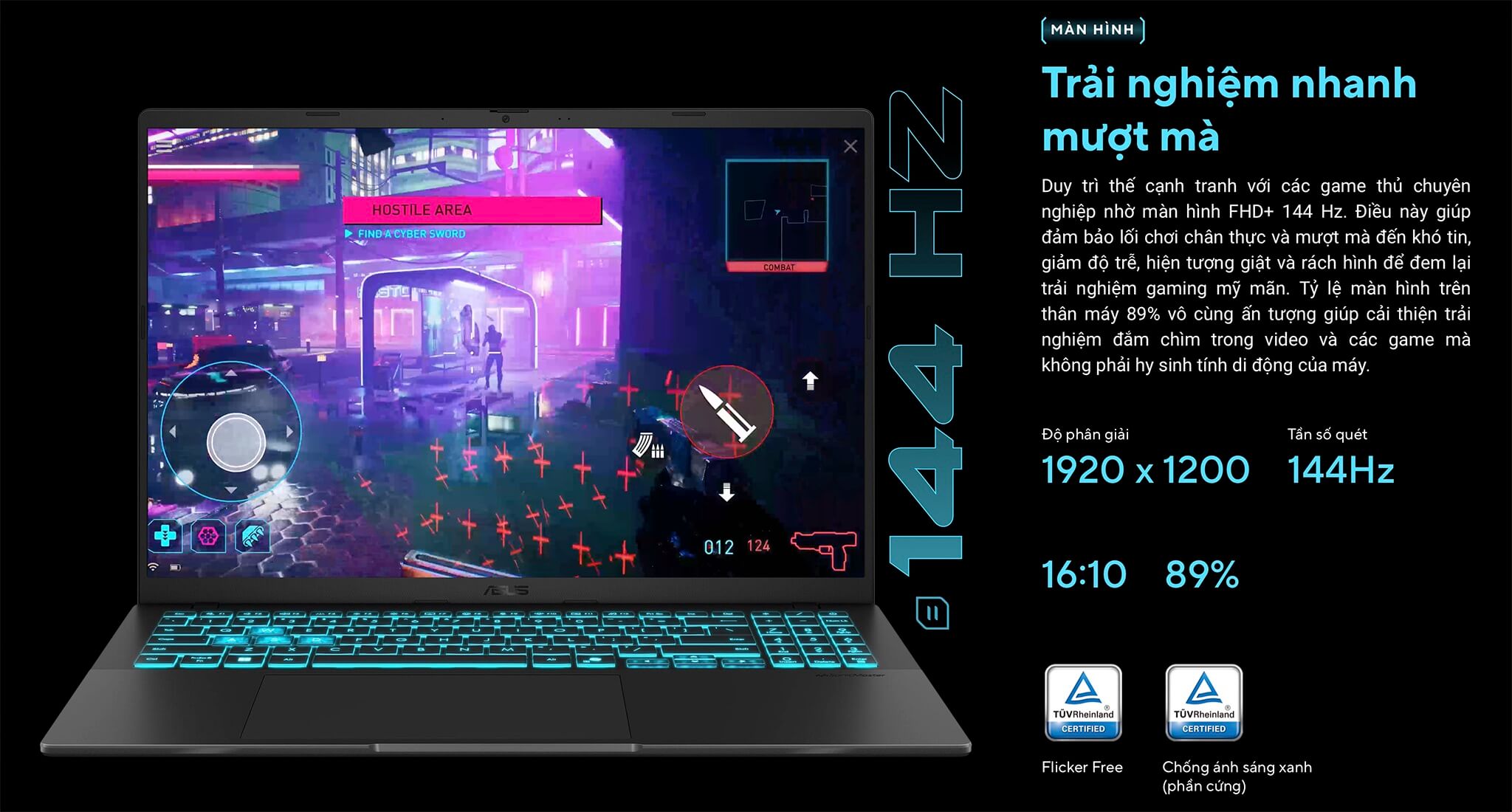 Asus Gaming V16 V3607 2025 Features 03 Màn Hình 144Hz Trên Asus Gaming V16 V3607 (2025)