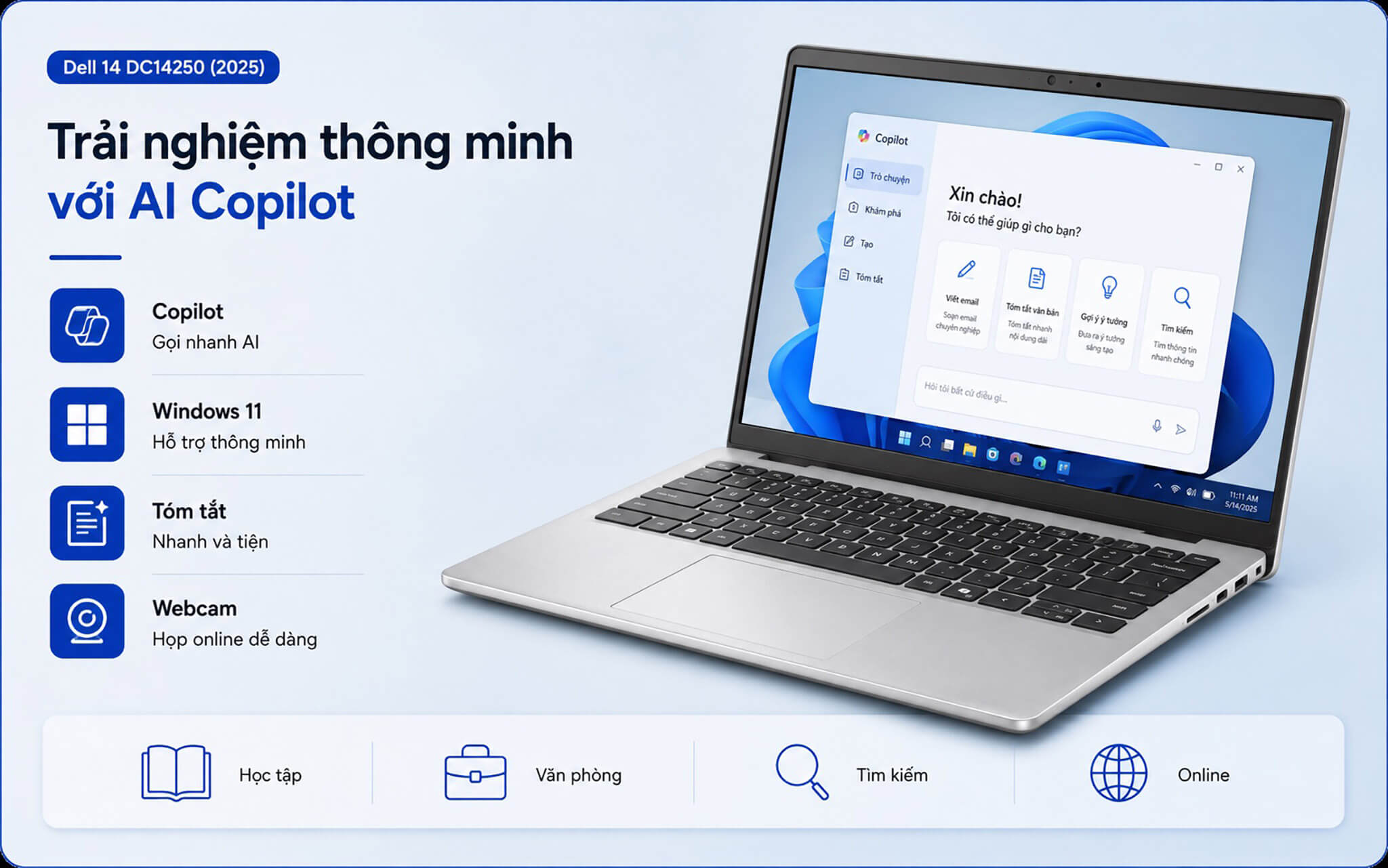 Dell 14 Dc14250 2025 Features 04 Trải Nghiệm Thông Minh Với Trợ Lý Ai Copilot Trên Dell 14 Dc14250
