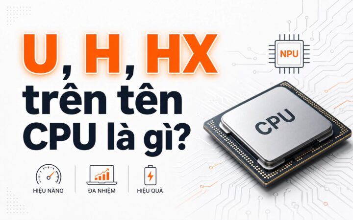 What do the U, H, and HX suffixes after a laptop CPU name mean? What is their significance?