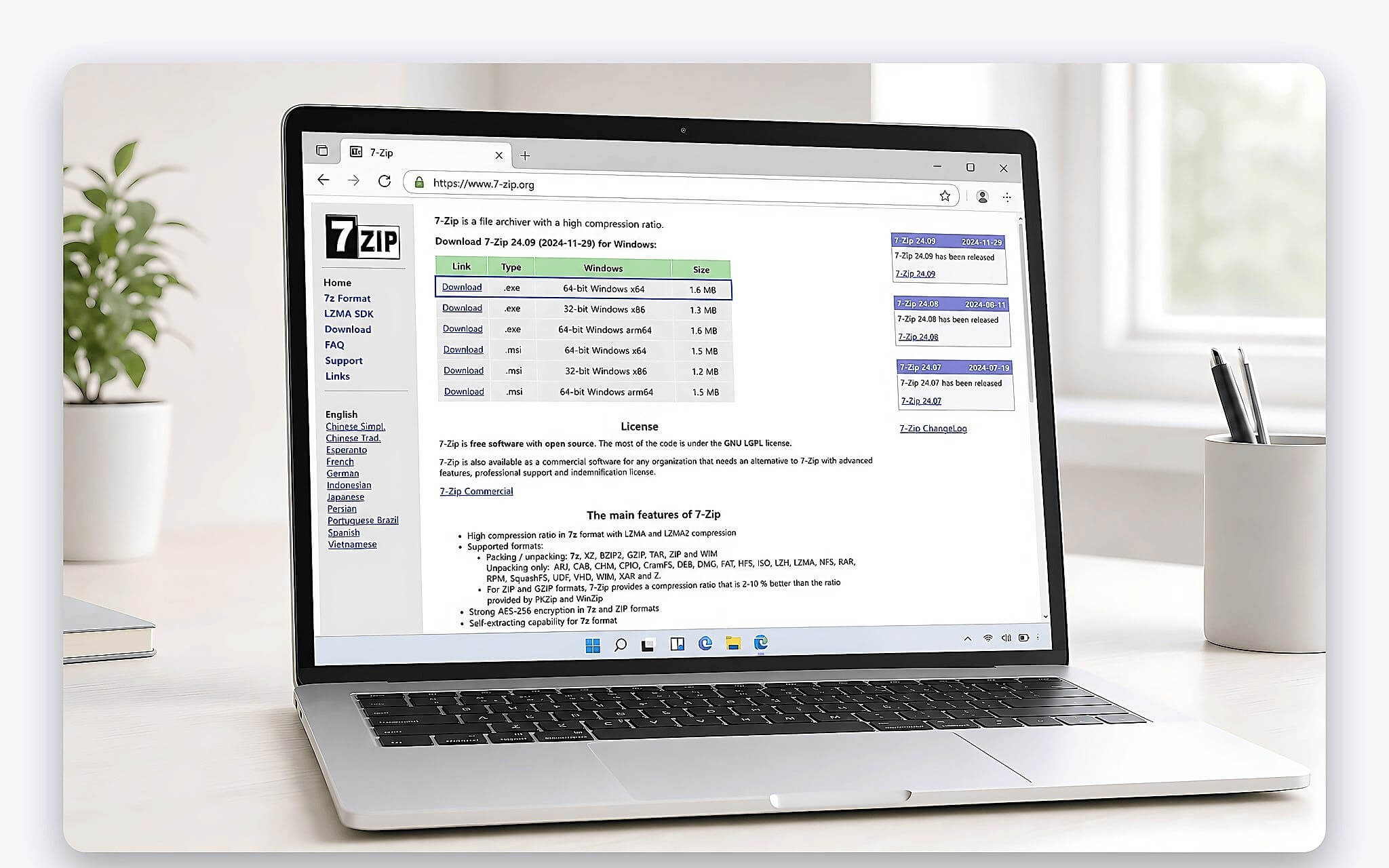 Trang Tải Bộ Cài 7-Zip Chính Thức Dành Cho Windows