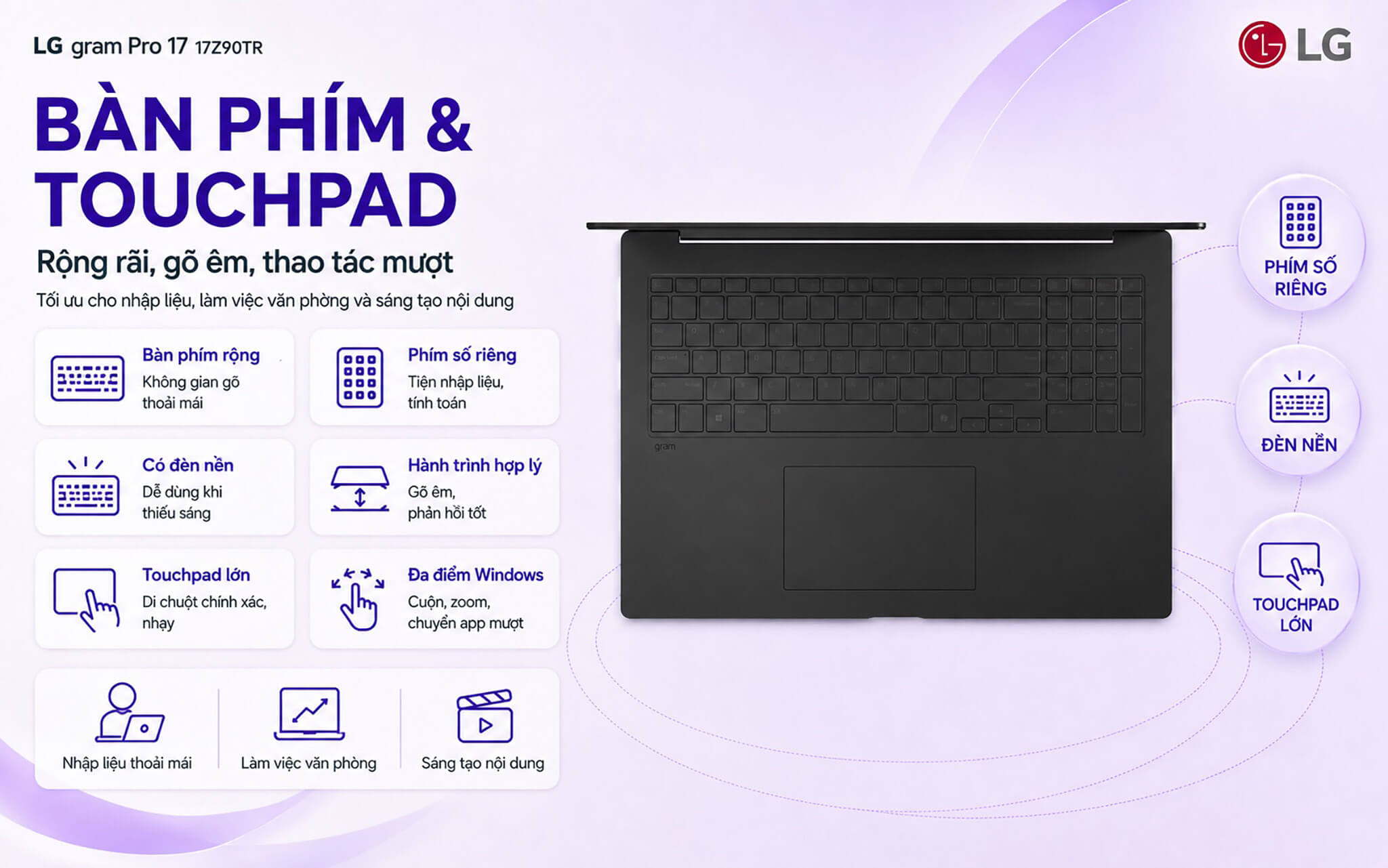 Lg Gram Pro 17 17Z90Tr 2025 Features 04 Bàn Phím &Amp; Touchpad Lg Gram Pro 17 (17Z90Tr)