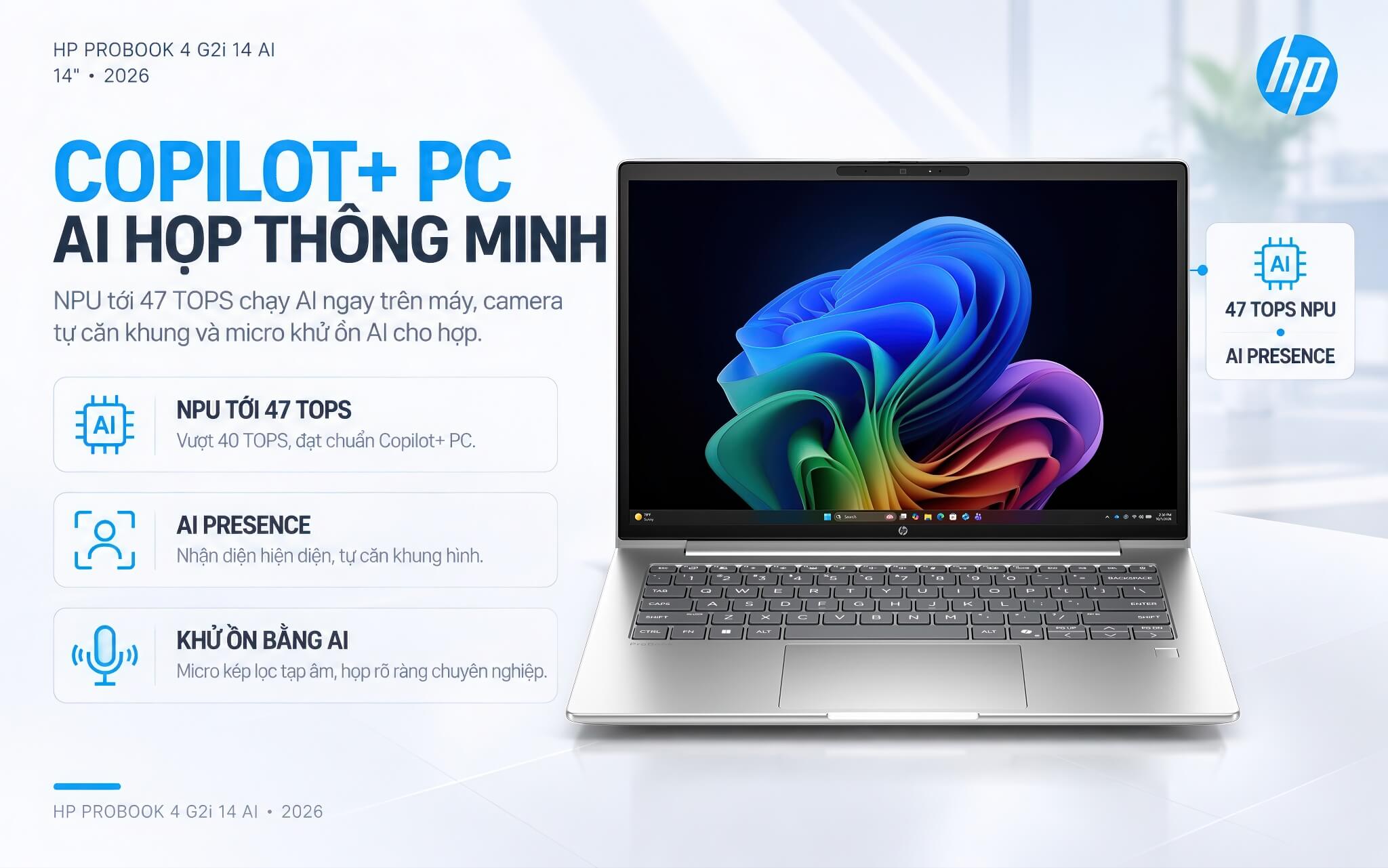 HP ProBook 4 G2i 14 AI 2026 Features 04 Tính năng AI đạt chuẩn Copilot+ PC trên HP ProBook 4 G2i 14 AI