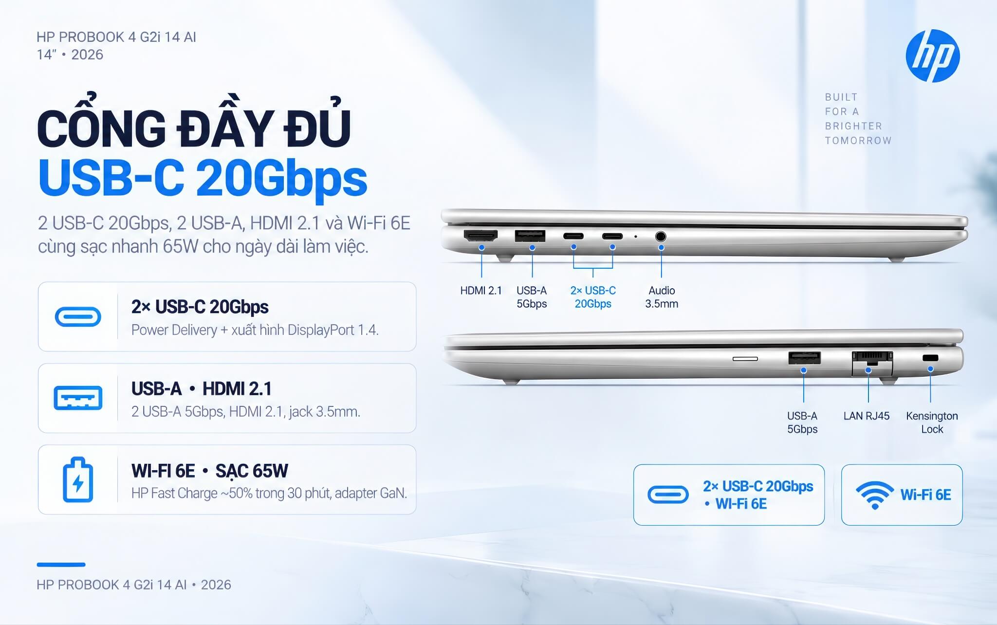 HP ProBook 4 G2i 14 AI 2026 Features 08 Cổng kết nối và thời lượng pin trên HP ProBook 4 G2i 14 AI