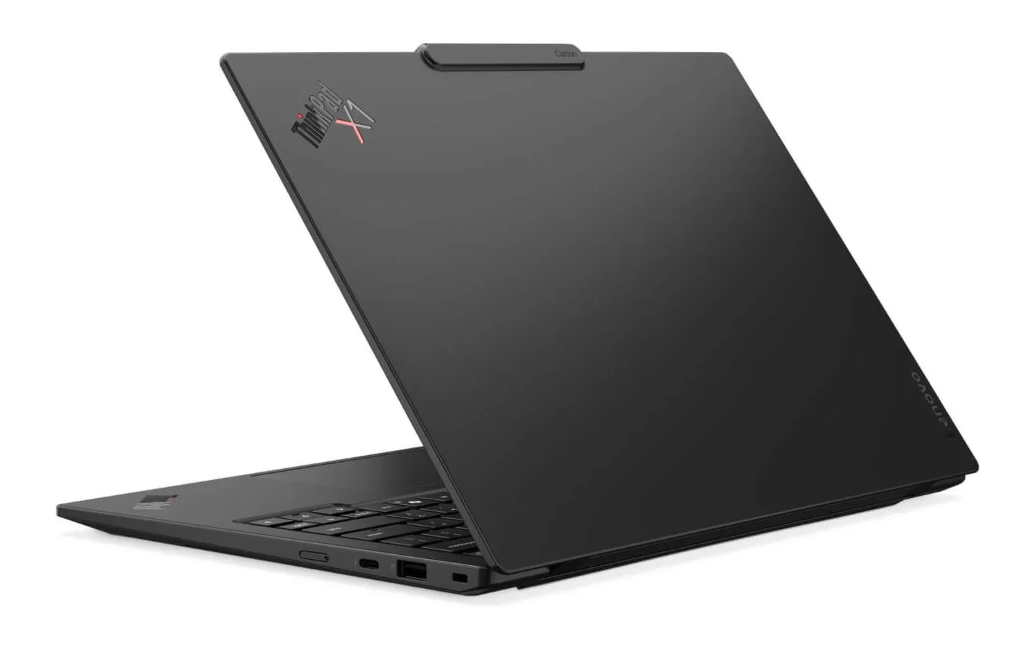 Laptop dưới 1kg ThinkPad X1 Carbon Gen 14 Aura Edition nhìn từ mặt lưng vỏ sợi carbon