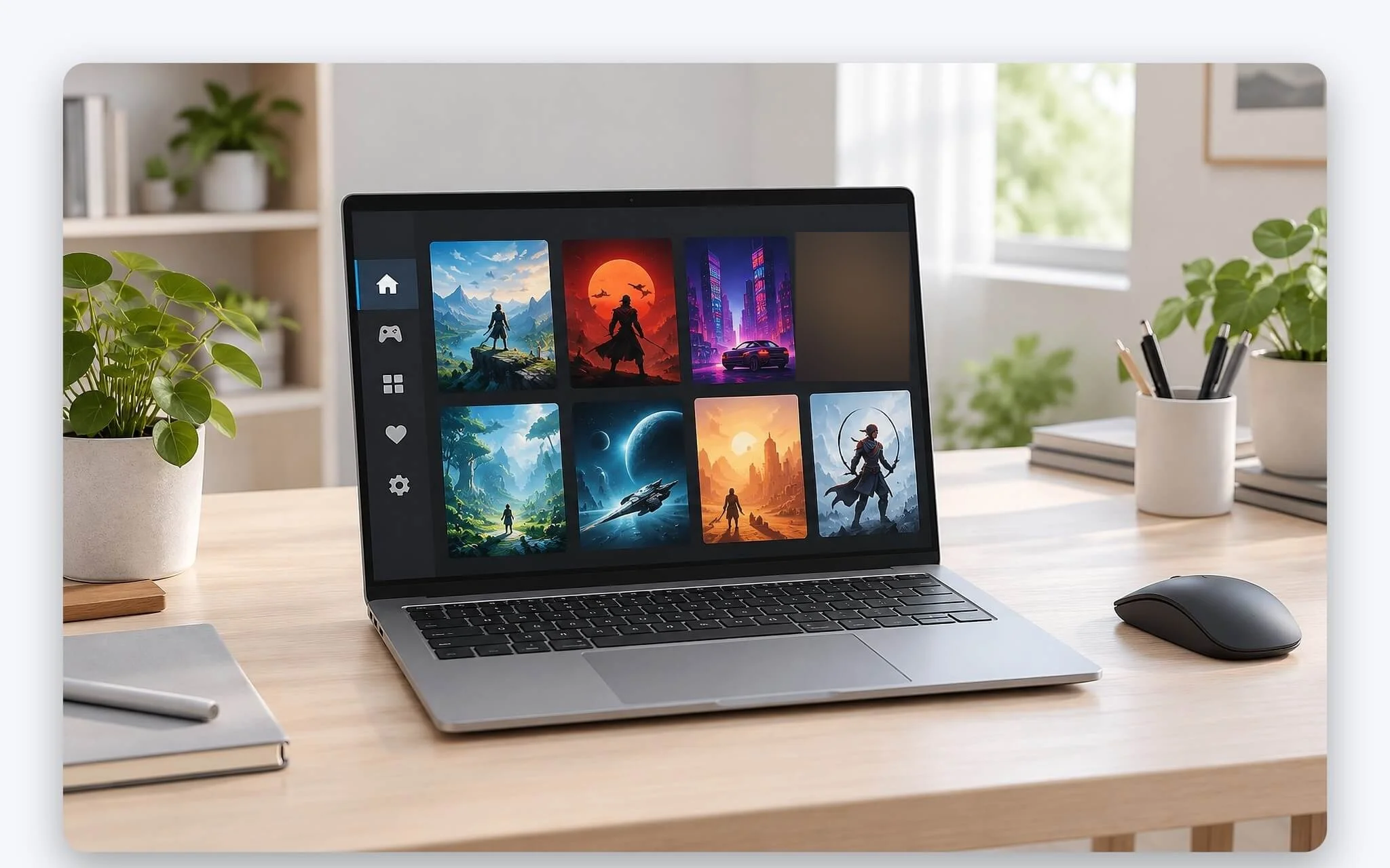 Giao diện Legion Space trên laptop Lenovo Legion gom thư viện game và quản lý thiết bị