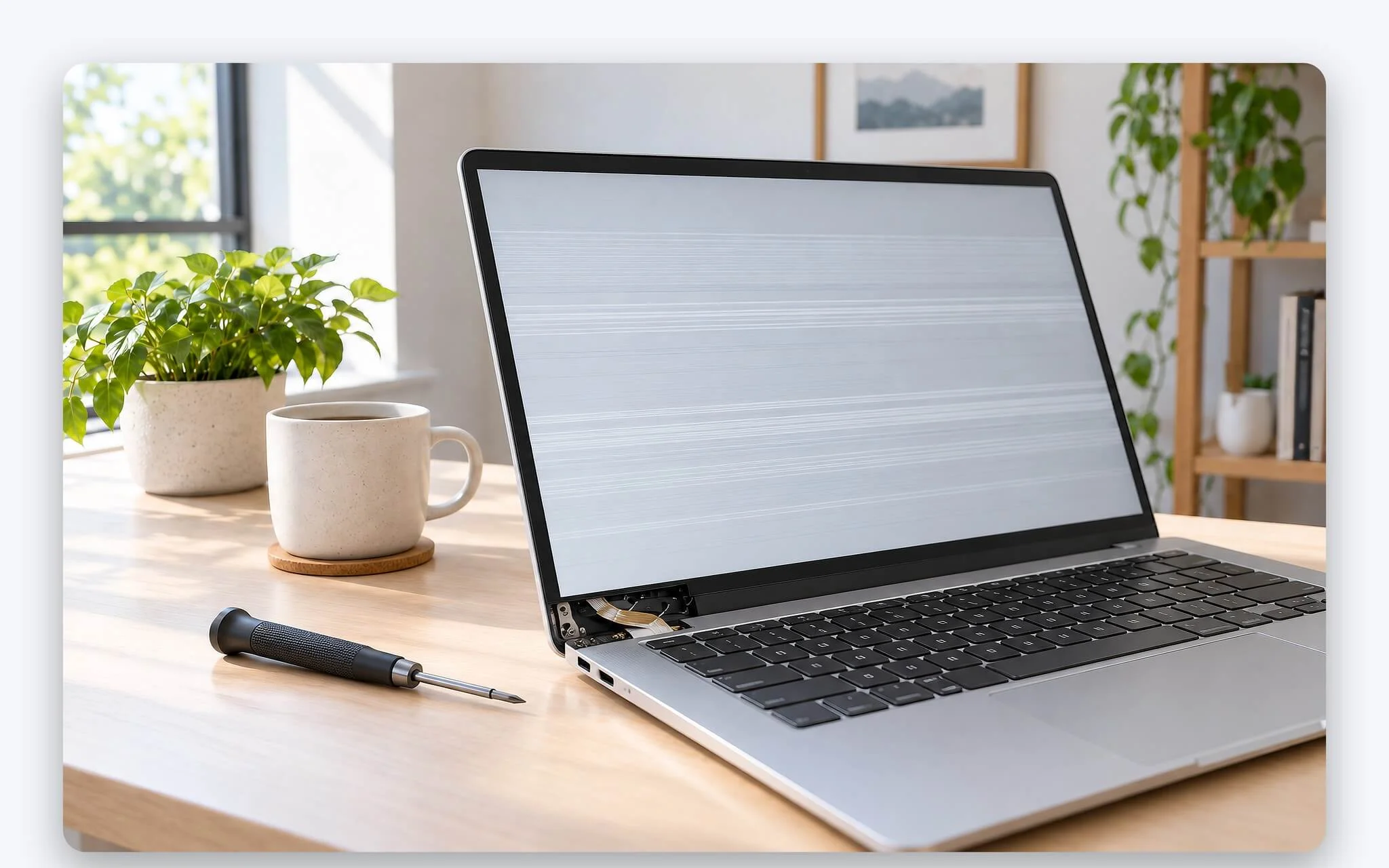 Kiểm tra cáp màn hình qua bản lề khi laptop nhấp nháy theo góc gập nắp
